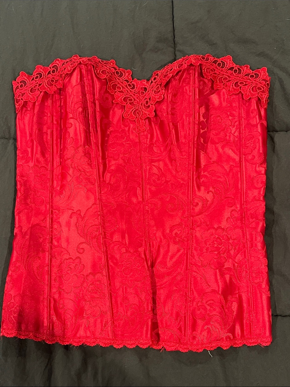 Frederick's of Hollywood Red Lace-Trim Satin Bustier